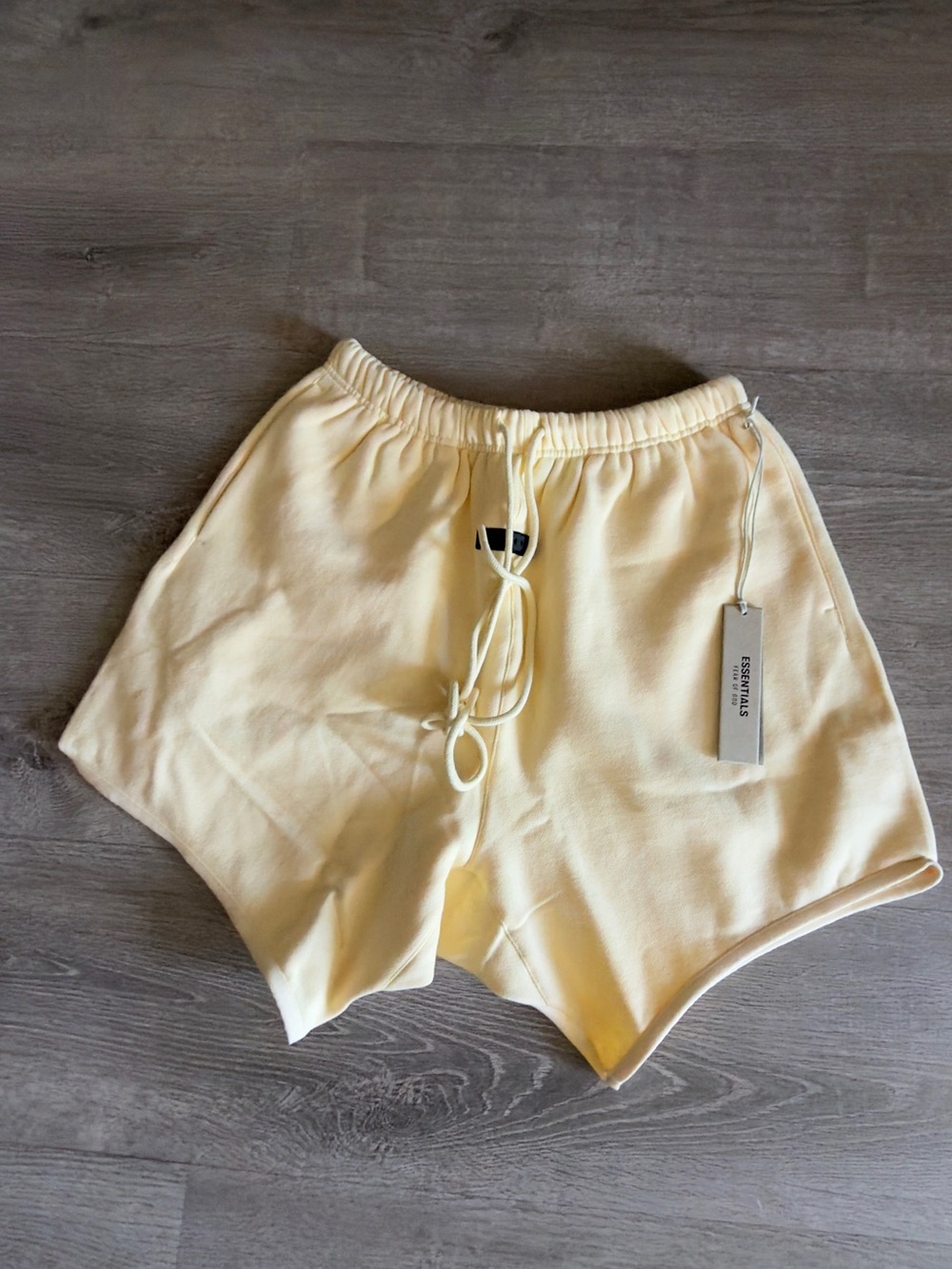 ESSENTIALS Yellow Drawstring Fleece Athletic Shorts